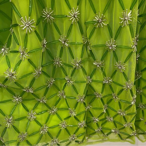 NWT Mac Duggal 10983 Neon Green Beaded Sleeveless Slip Mini Dress 8 - Picture 9 of 10